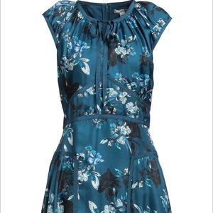 Zac Posen Blue Floral Silk Knee Legnth Dress